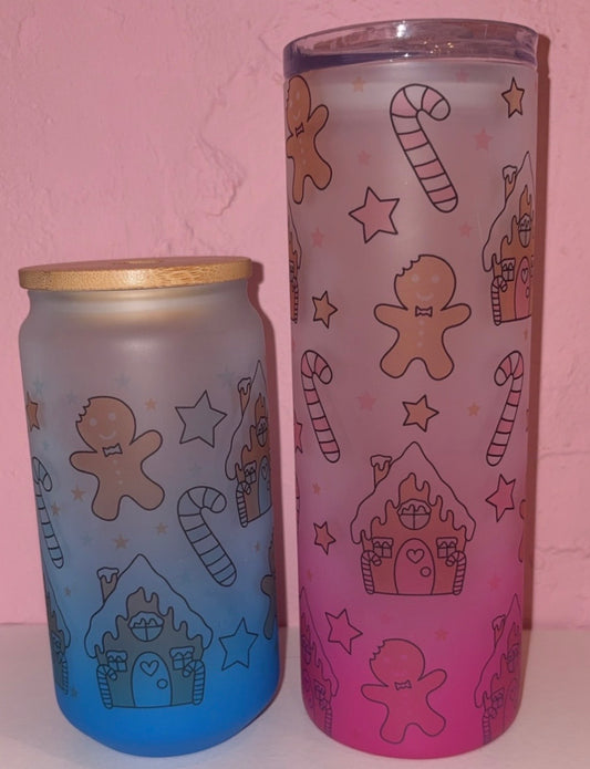 Gingerbread House Glass Libbey Can/Tumbler