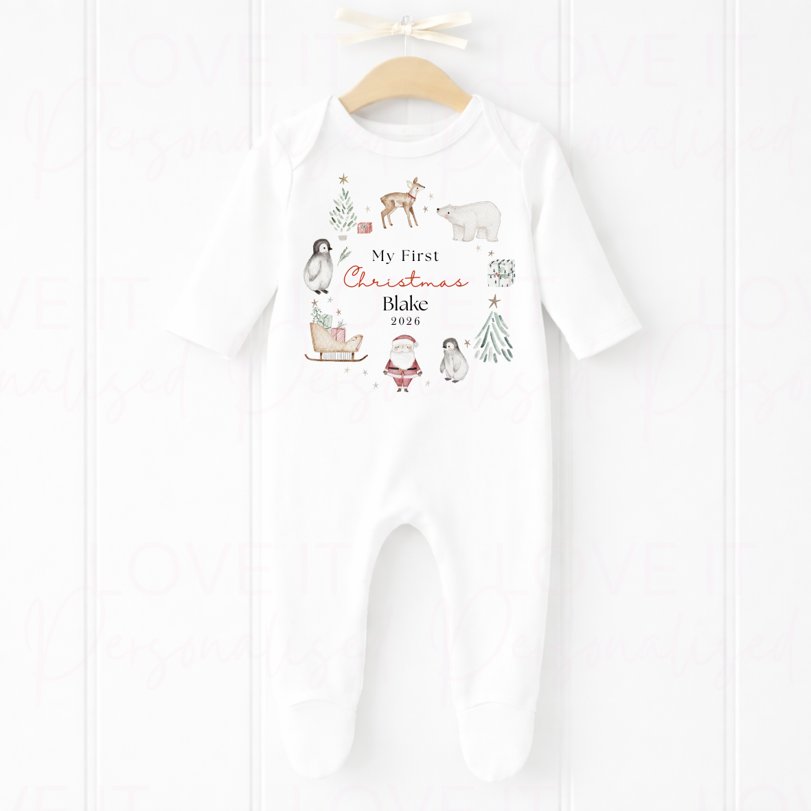 Personalised First Christmas Bib/Bodysuit/Sleepsuit