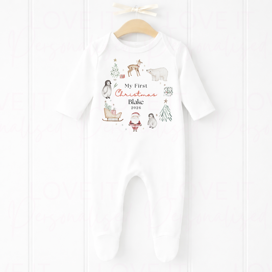 Personalised First Christmas Bib/Bodysuit/Sleepsuit