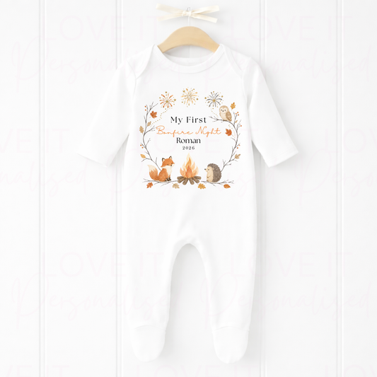 Personalised First Bonfire Night Bib/Bodysuit/Sleepsuit