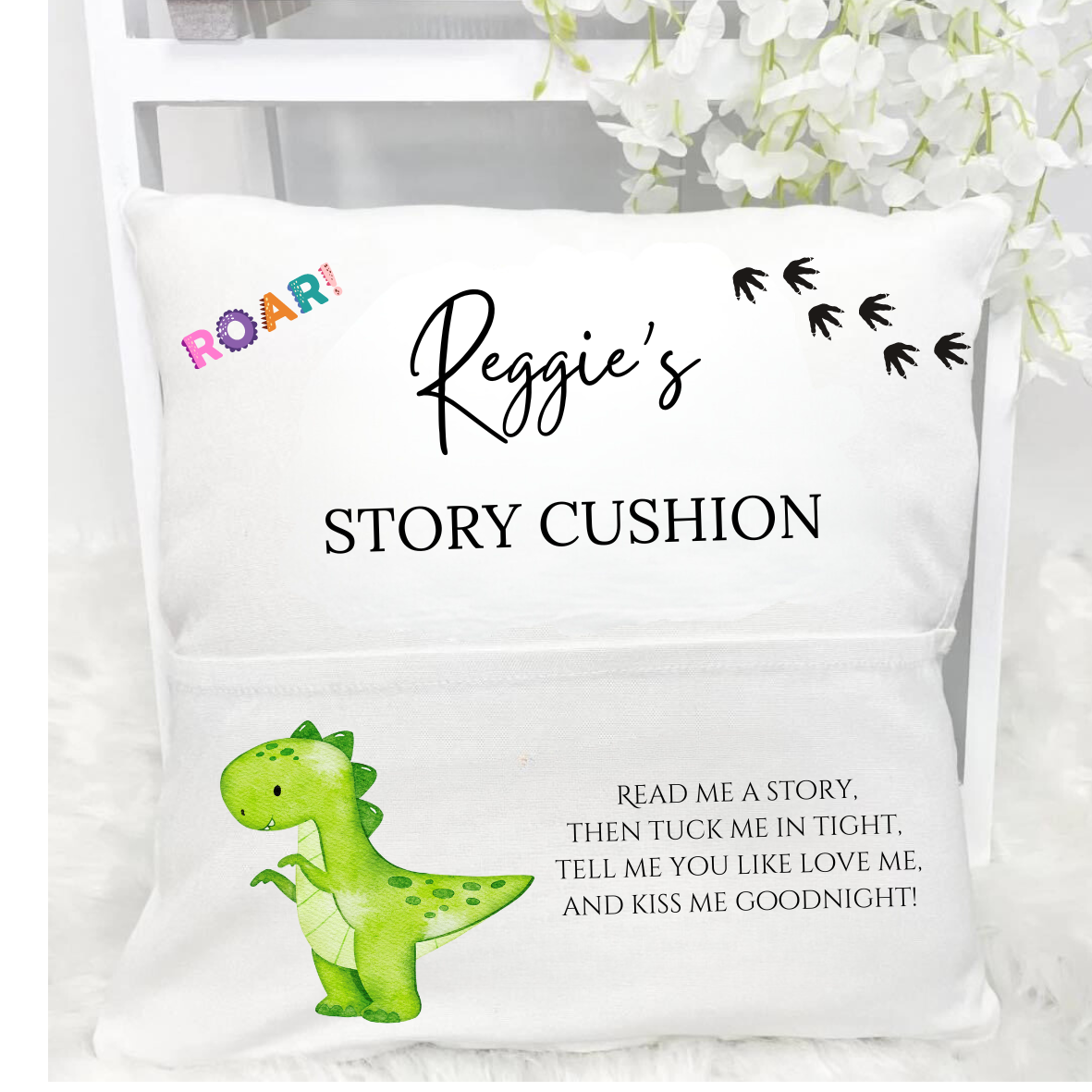 Personalised Pocket Cushion - Dinosaur Design