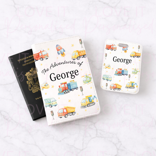 Personalised Transport Luggage Tag & Passport Cover