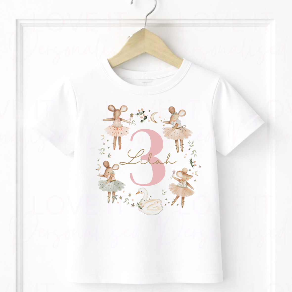 Personalised Mouse Wreath Birthday T-Shirt