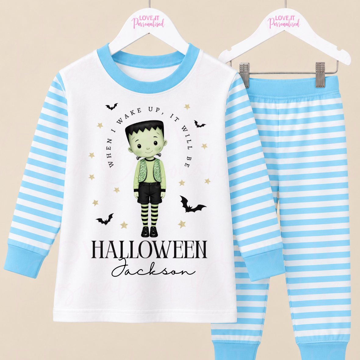 Personalised Children's Frankenstein Halloween Pyjamas