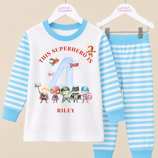 Personalised Superhero Birthday Pyjamas