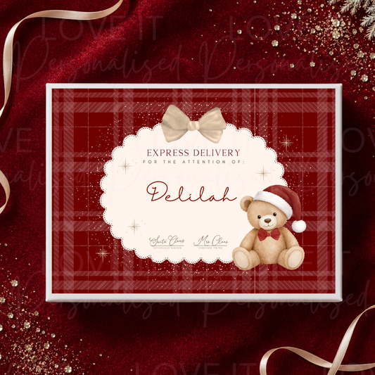 Personalised Christmas Magnetic Gift Box - Red Bear Design