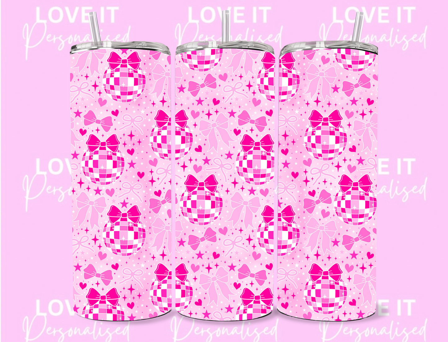 Pink Disco Bow 20oz Tumbler