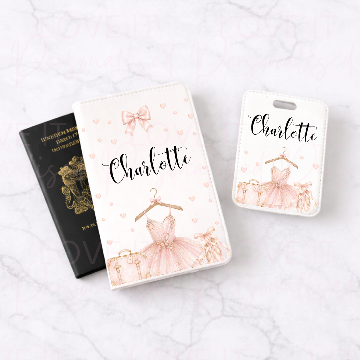 Personalised Ballerina Luggage Tag & Passport Cover