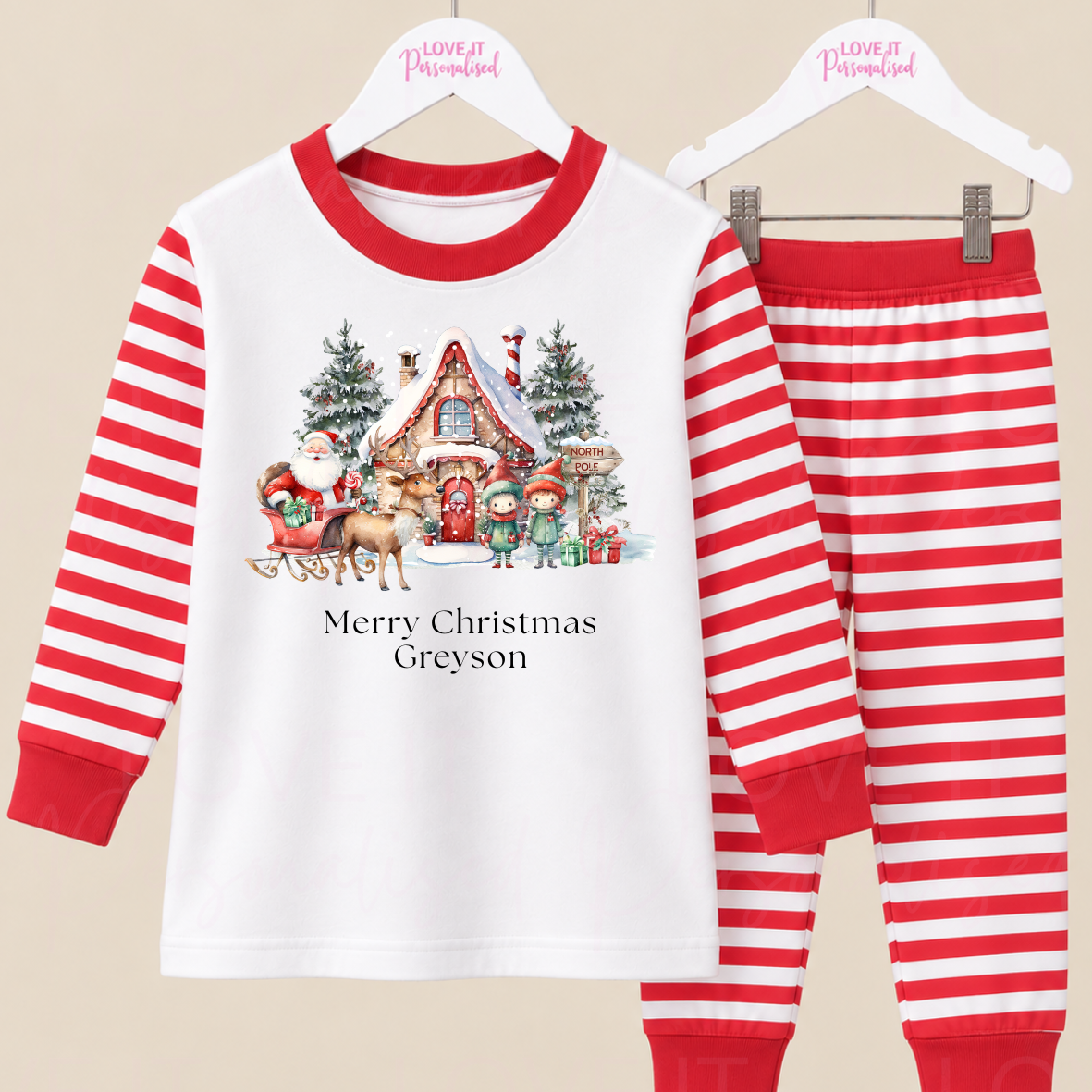 Personalised Children's Matching Santa Grotto Christmas Pyjamas