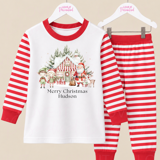 Personalised Children's Matching Santa Grotto Christmas Pyjamas