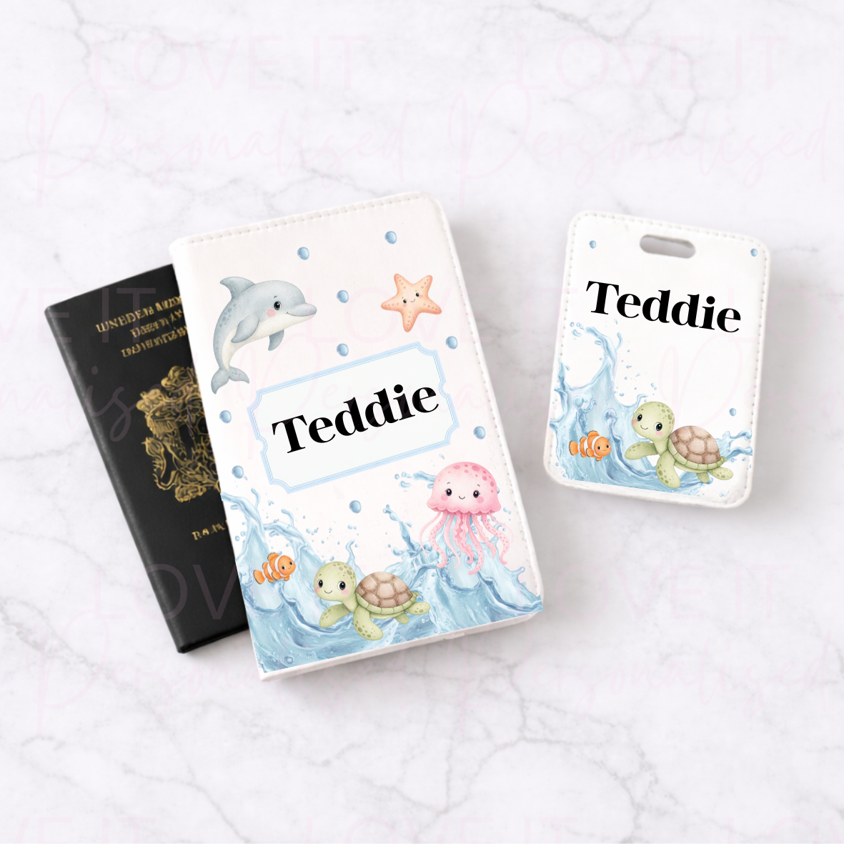 Personalised Under The Sea Luggage Tag & Passport Cover