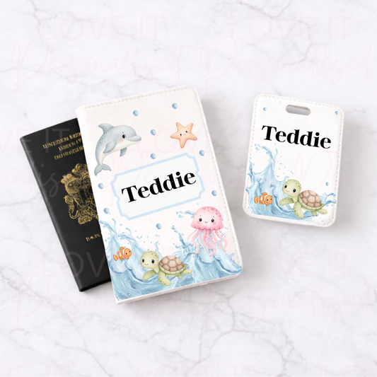 Personalised Under The Sea Luggage Tag & Passport Cover