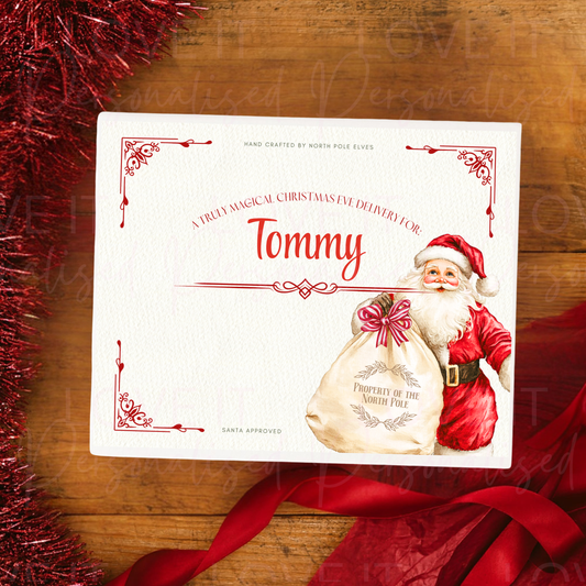 Personalised Christmas Gift/Eve Box - Santa and Sack Design