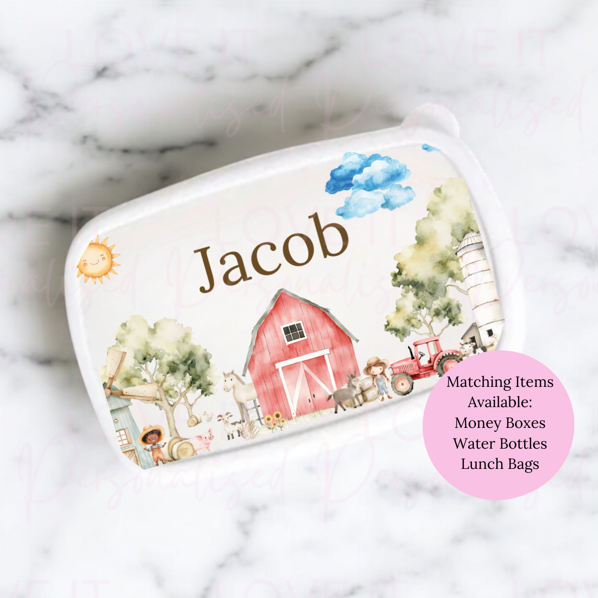 Personalised Farm Animal Lunch/Snack Box