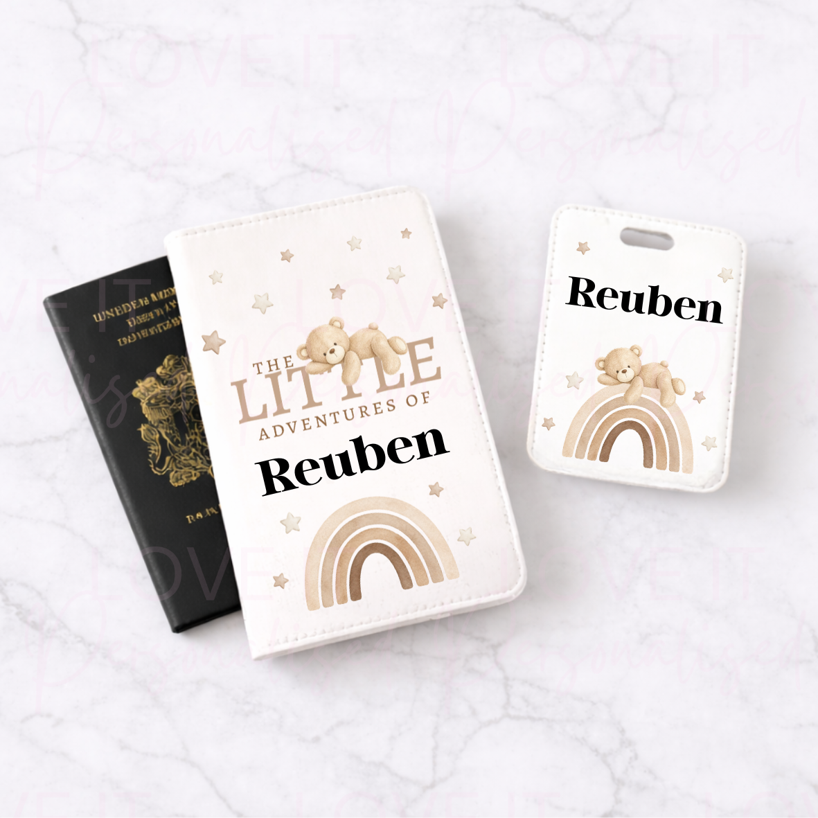 Personalised Little Bear Luggage Tag & Passport Cover