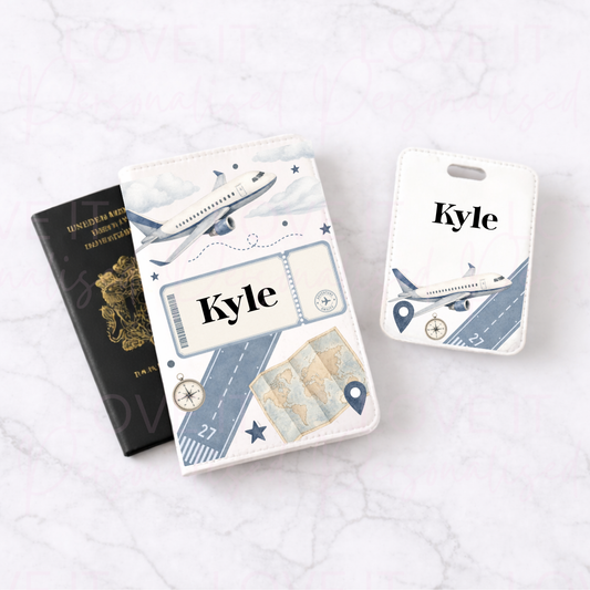 Personalised Plane Luggage Tag & Passport Cover