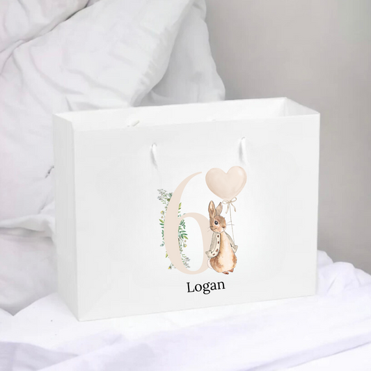 Personalised Birthday Gift Bag - Rabbit Number Design