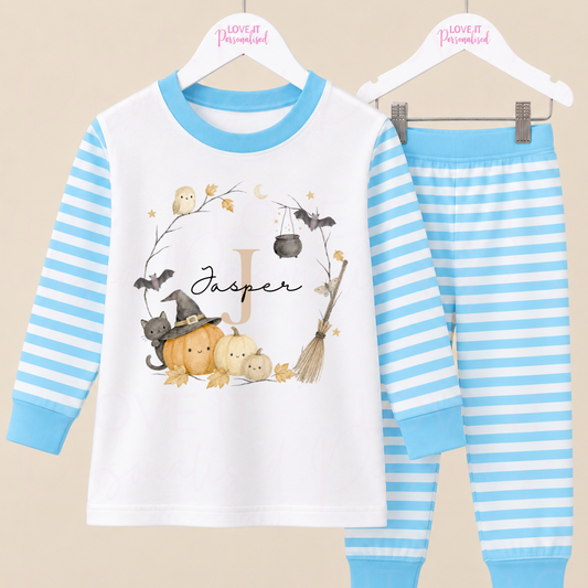 Personalised Children's Halloween Wreath Pyjamas