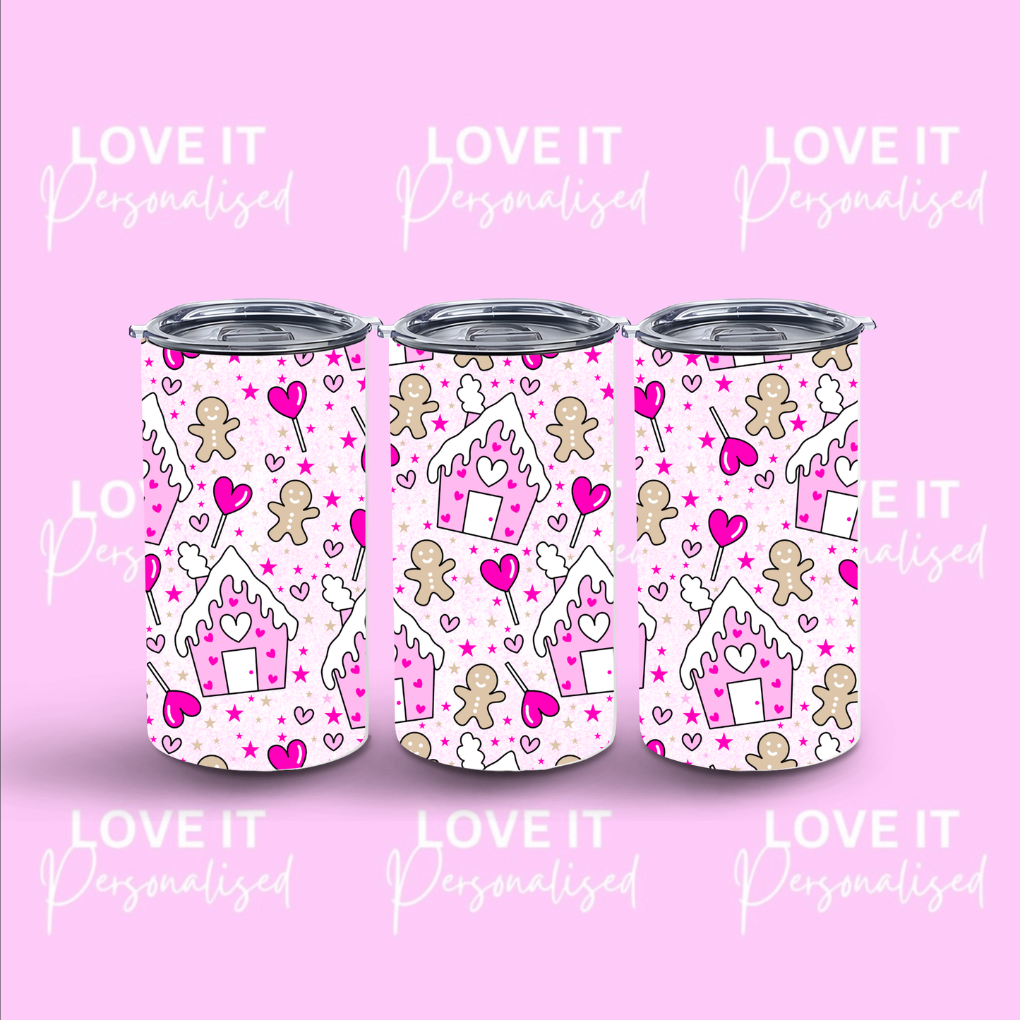 Pink Gingerbread 12/20oz Christmas Tumbler