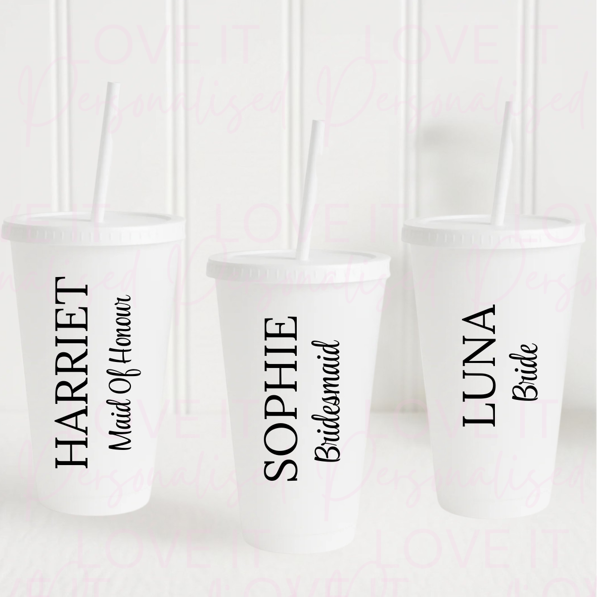 Personalised Wedding 24oz Cold Cup - White/Frosted