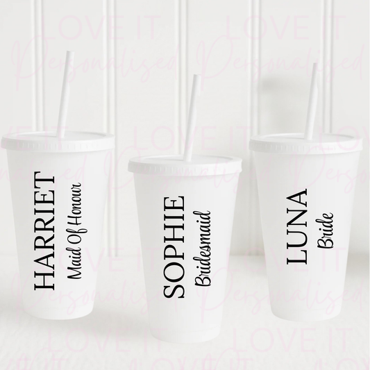 Personalised Wedding 24oz Cold Cup - White/Frosted