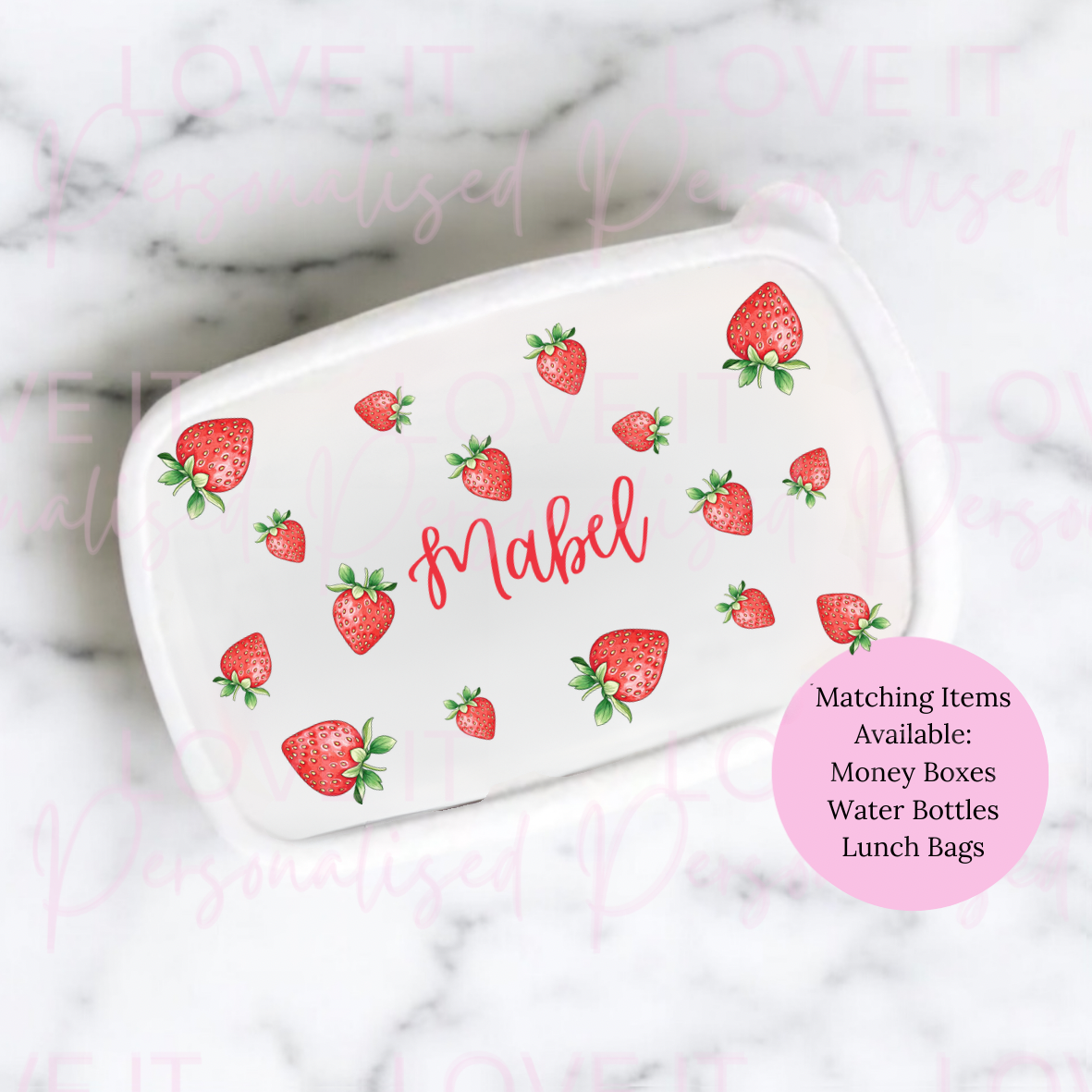 Personalised Strawberry Lunch/Snack Box