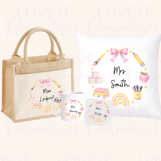 Personalised Teacher Wreath Gifts - Pink/Navy