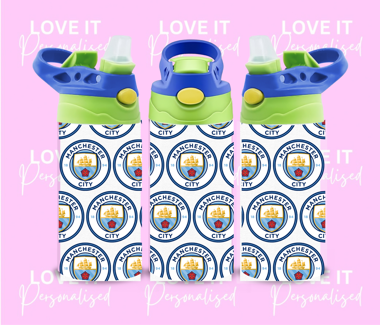 Football Badge Water Bottle (different lid colours)