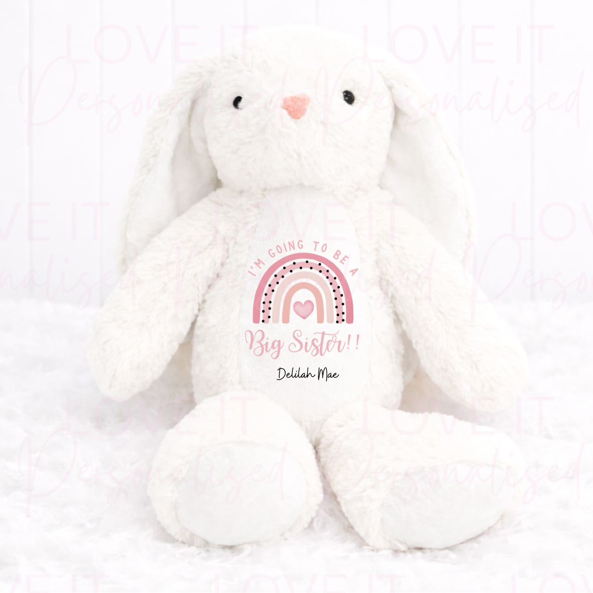 Personalised ‘I’m going to be a Big Sister/Brother’ Bunny Teddy - Pink/Blue/Brown/Grey/White