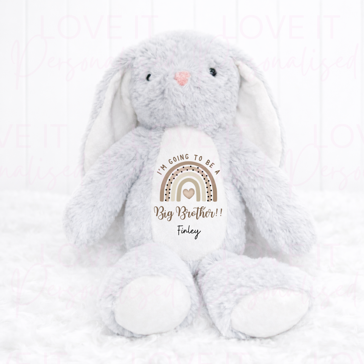 Personalised ‘I’m going to be a Big Sister/Brother’ Bunny Teddy - Pink/Blue/Brown/Grey/White