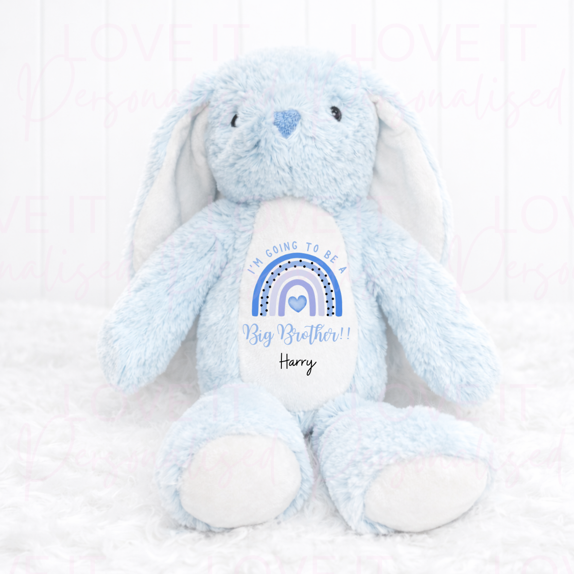 Personalised ‘I’m going to be a Big Sister/Brother’ Bunny Teddy - Pink/Blue/Brown/Grey/White
