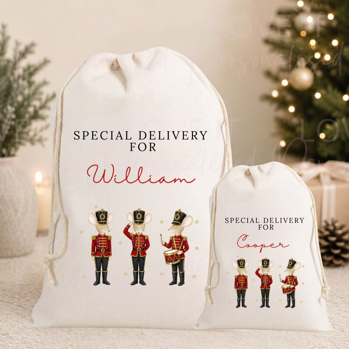 Personalised Nutcracker Mouse Christmas Stocking/Sack