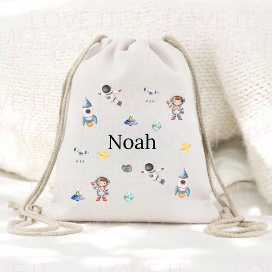 Personalised Space Children’s Drawstring Pe/Swim Bag