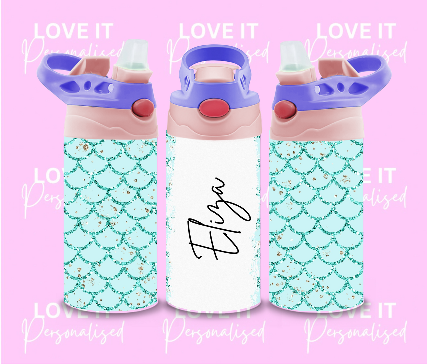 Personalised Blue Mermaid Children’s Water Bottle