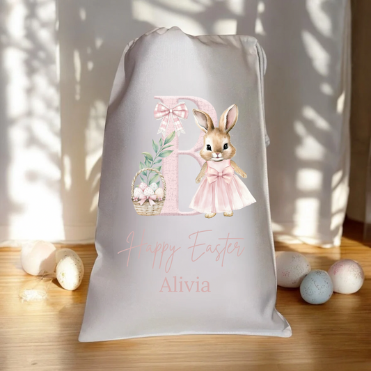 Personalised Easter Bag - Pink Rabbit Design