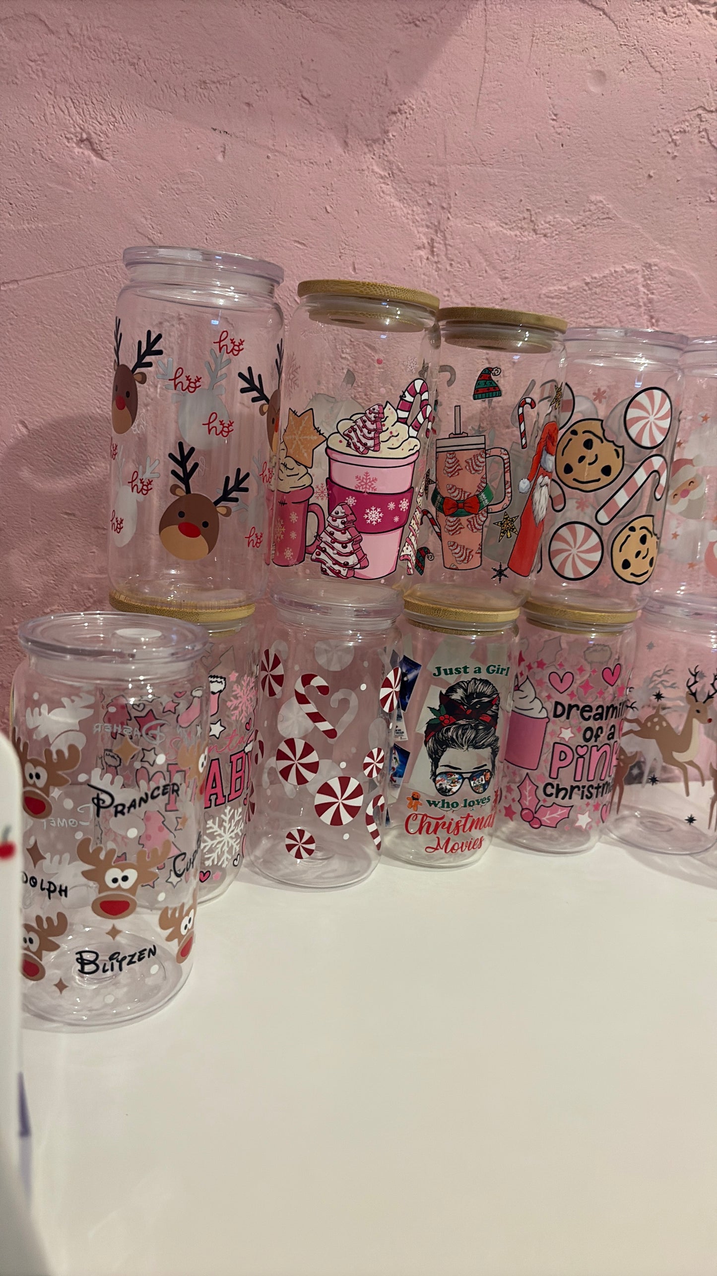 Christmas Designs 16oz Plastic/Glass Libbey Glass Can