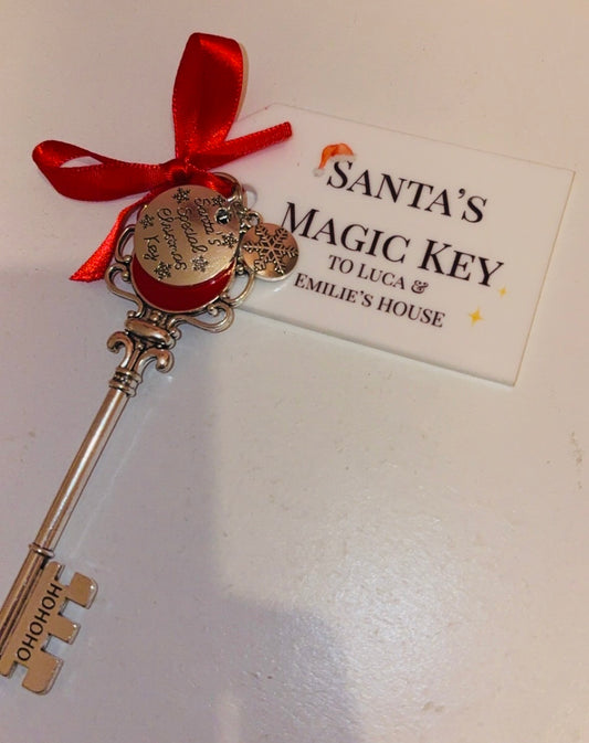 Personalised Metal Santas Lost Key With Acrylic Tag