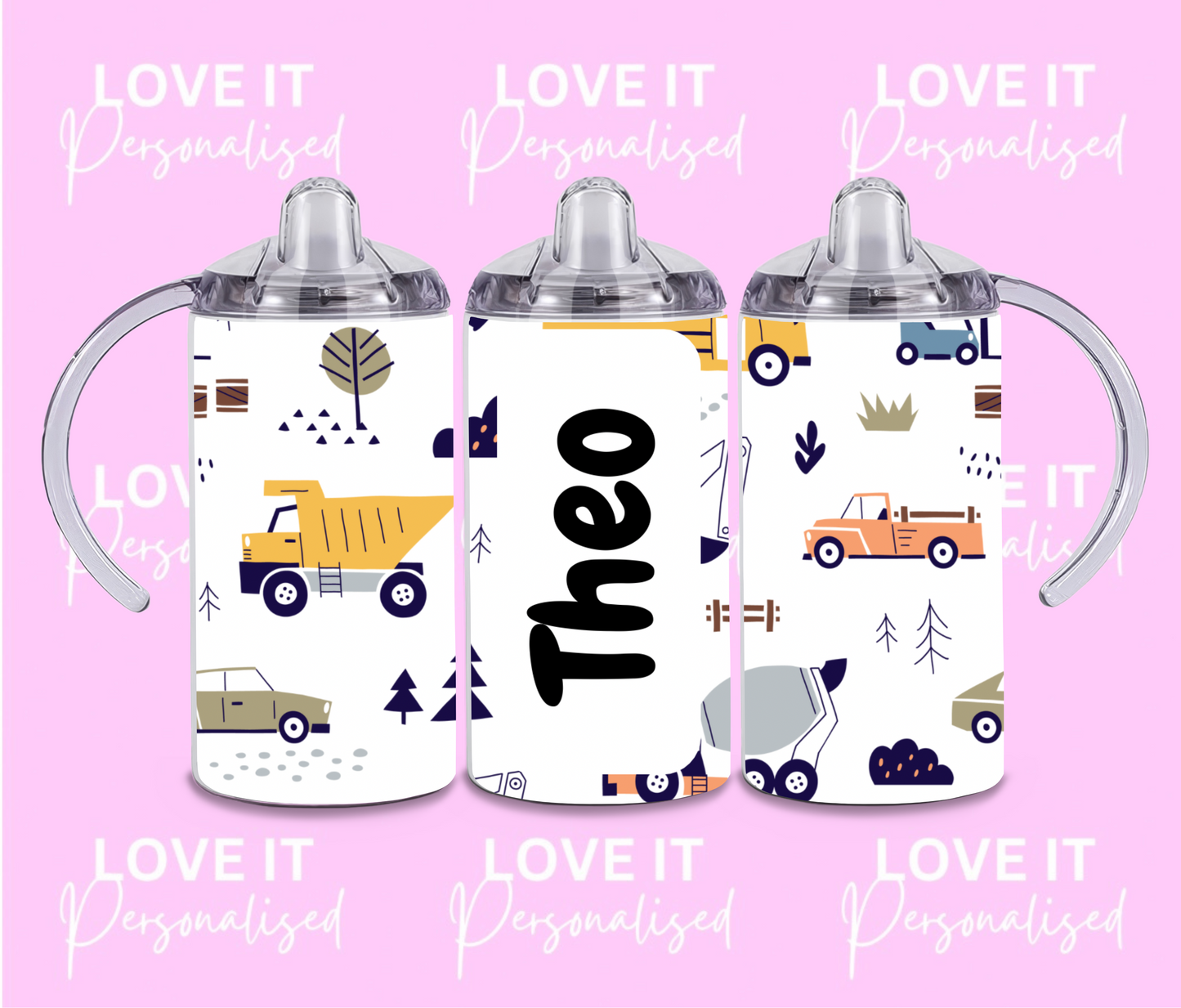 Personalised Car Children's Sippy Cup (two lids)