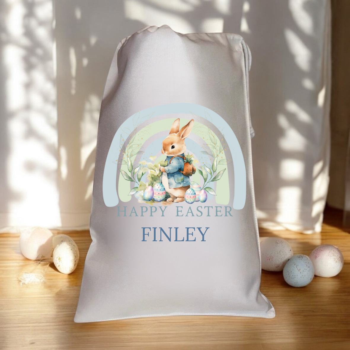 Personalised Easter Bag - Blue Rabbit Design