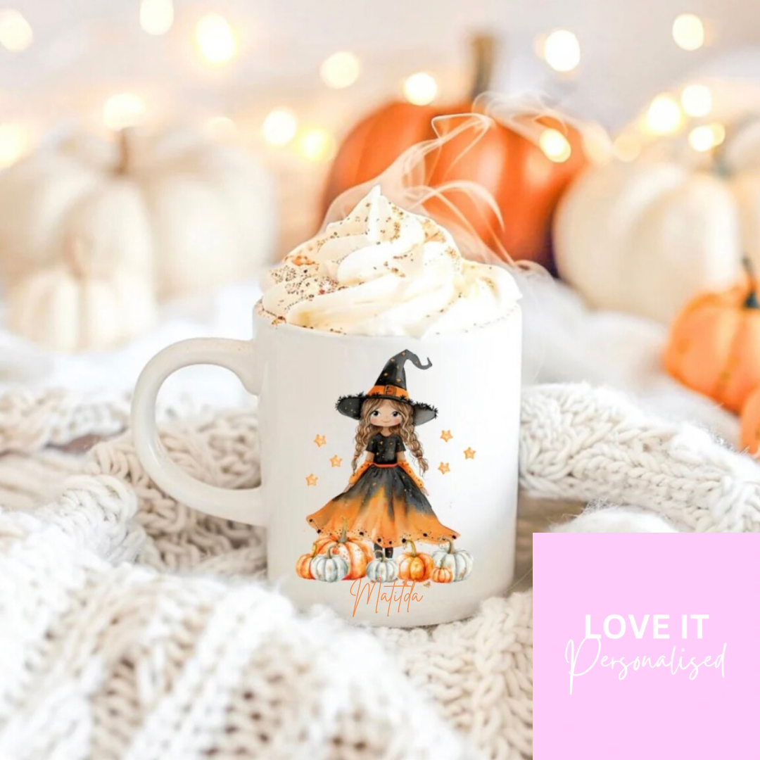 Personalised Halloween Mug - Witch Design (Various hair options)