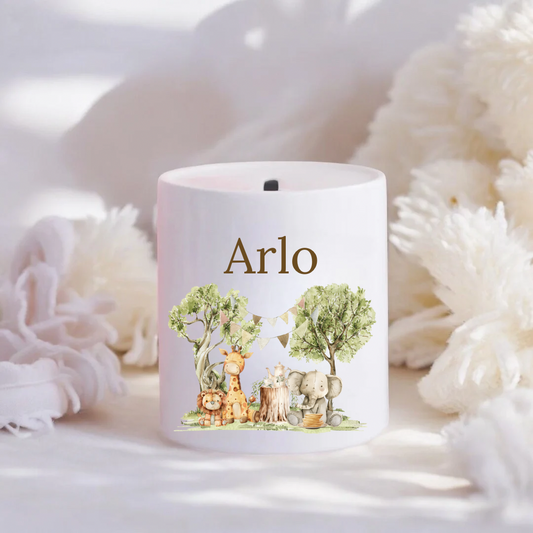 Personalised Safari Animal Money Box