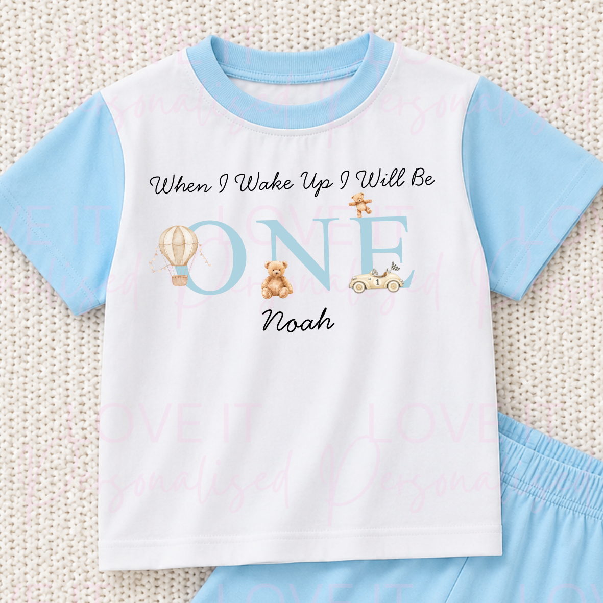 Personalised Birthday Blue Short Pyjamas
