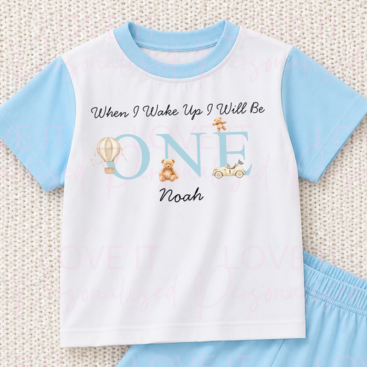 Personalised Birthday Blue Short Pyjamas