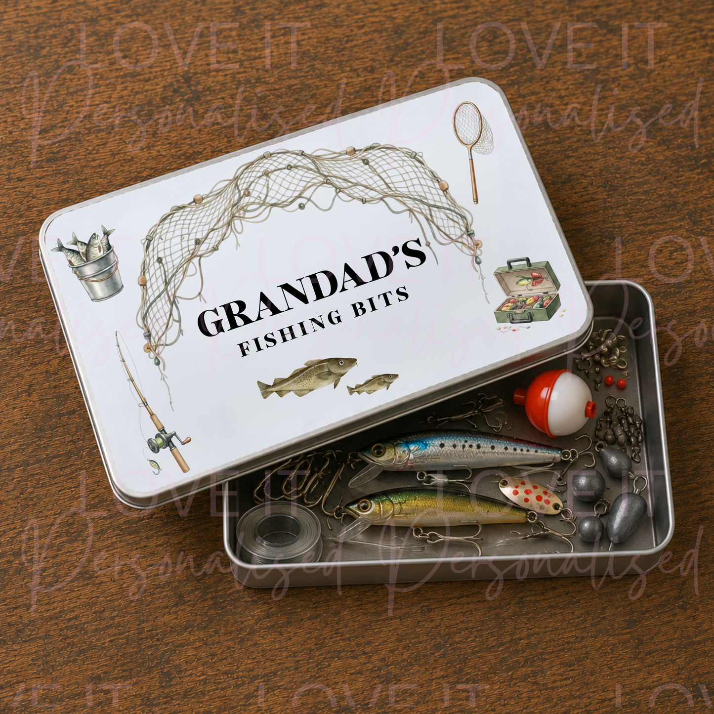 Personalised Fishing Bits & Bobs Tin
