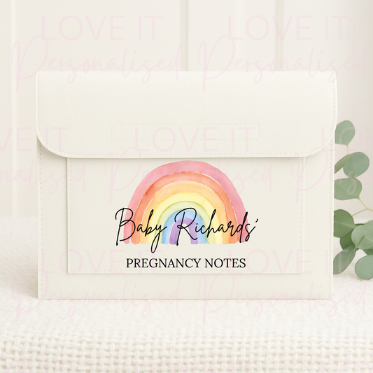 Personalised Rainbow Pregnancy Notes Folder
