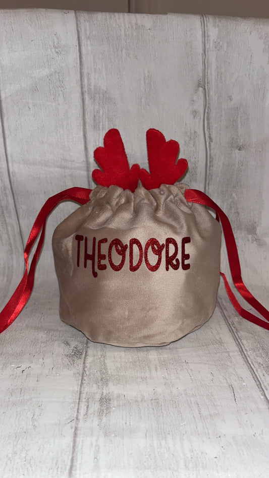 Personalised Christmas Reindeer Bag - Red Antler
