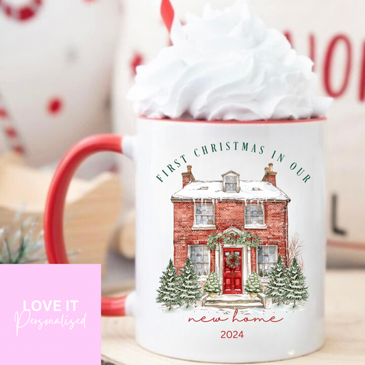 Christmas Red Handle Mug - First Christmas New Home Design