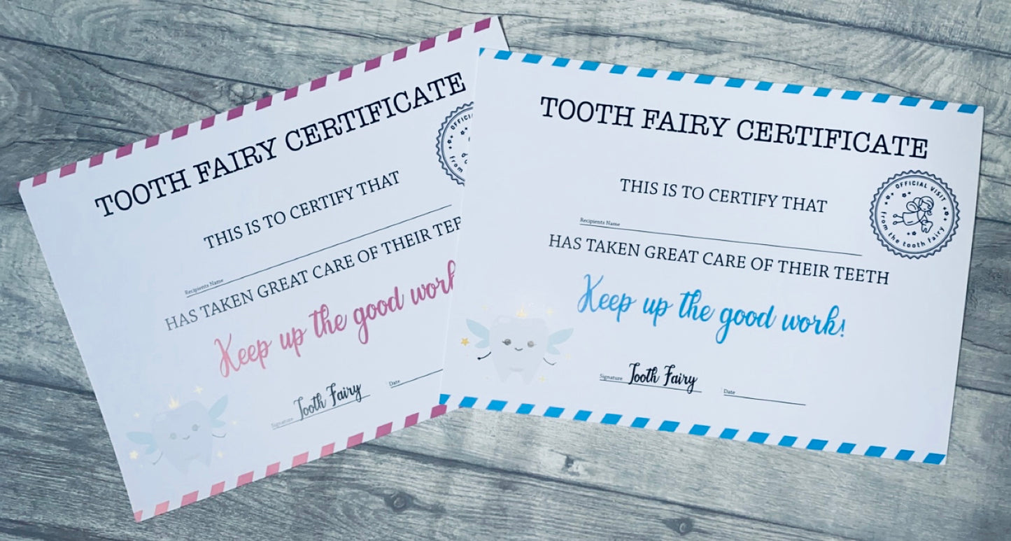 Tooth Fairy Certificate- Plain