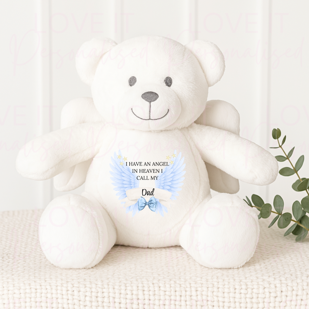 I Have A Angel In Heaven I Call My… Angel Teddy - Pink/Blue/Gold/Silver