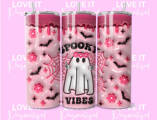 Pink 3D Spooky Vibes 20oz Tumbler